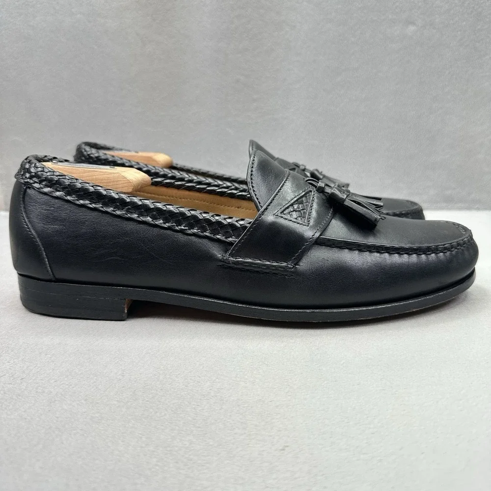 Allen Edmonds Maxfield Mens Size 11 (D) Tassel Loafer Black Leather Braided USA